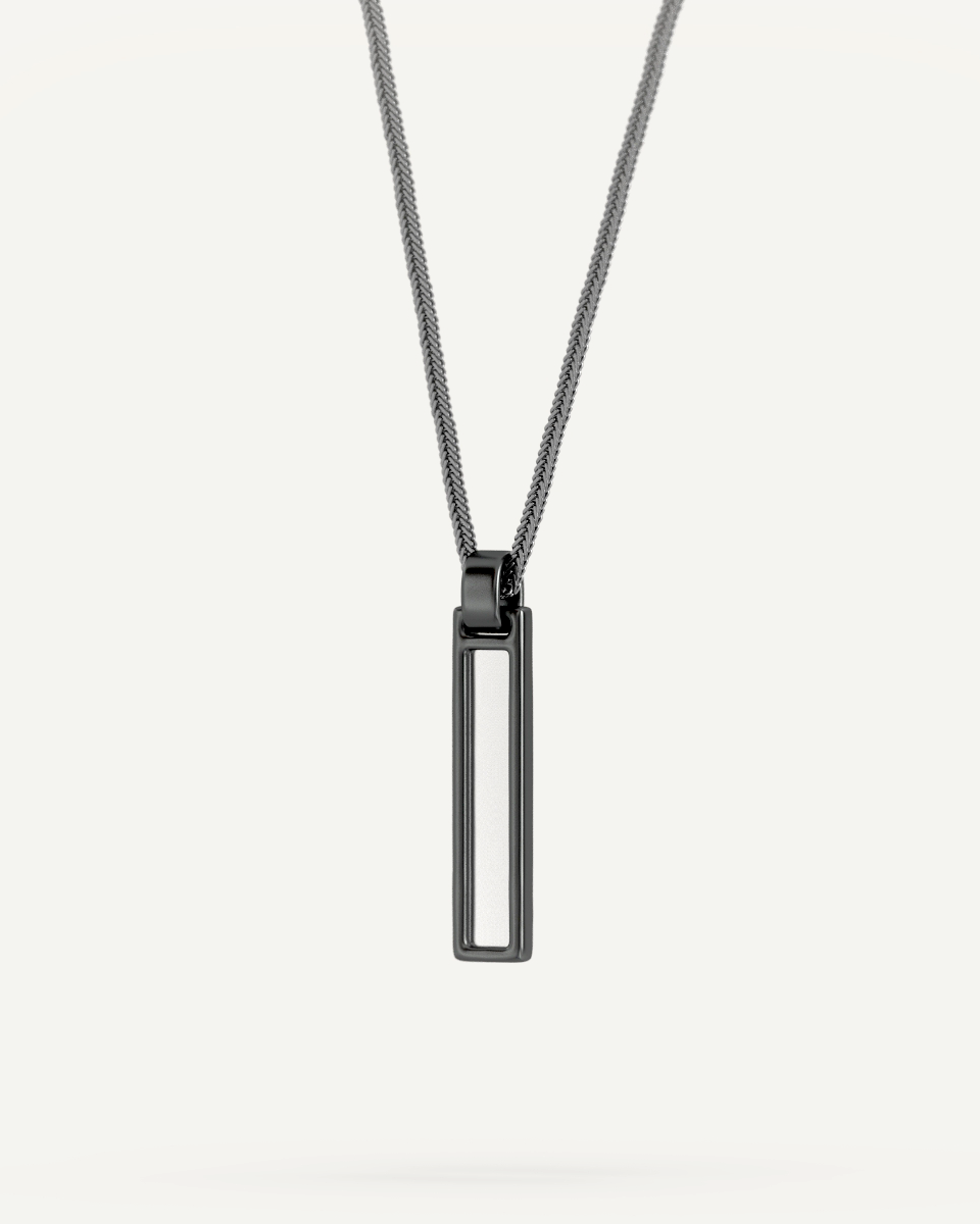 Nano-Tehilim Black Silver Necklace for Men