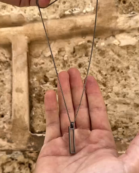 Nano-Tehilim Black Silver Necklace for Men