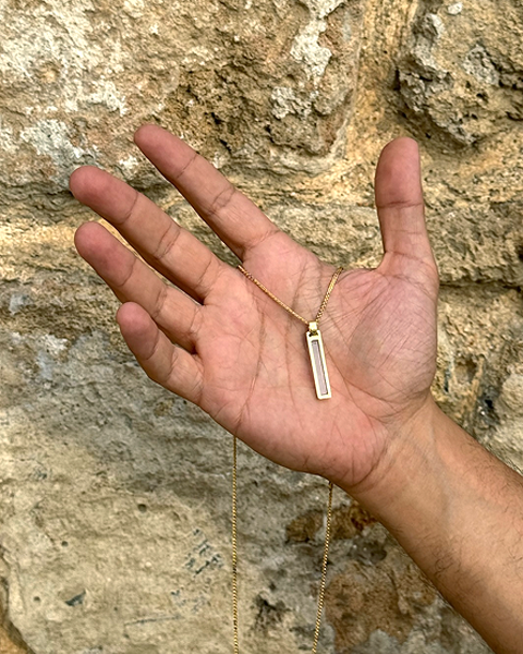 Sapphire Nano-Tehilim Minimalist 14K Gold Necklace