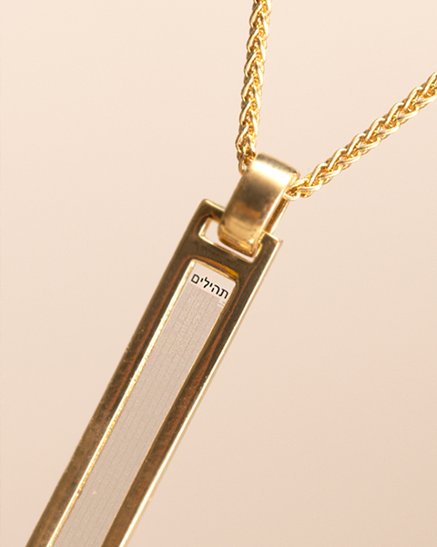 Sapphire Nano-Tehilim Minimalist 14K Gold Necklace