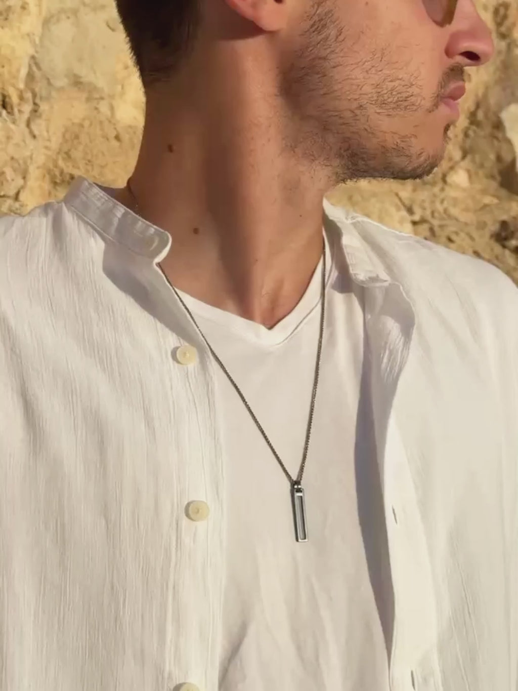 Nano-Tehilim Black Silver Necklace for Men